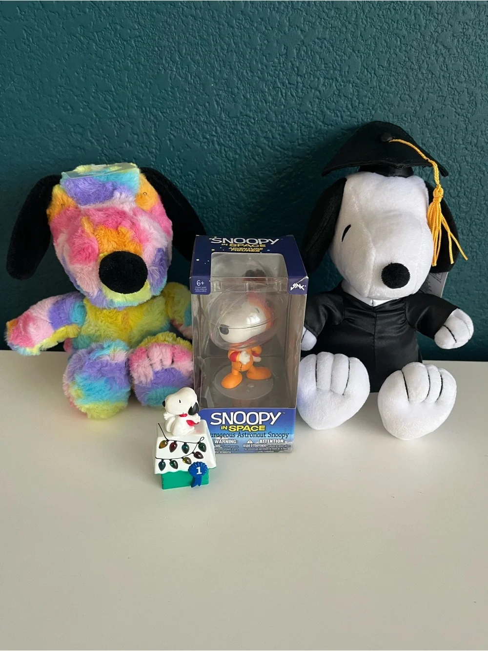 Vintage 1966 Peanuts Snoopy Christmas Pin Hallmark Rainbow Graduation Space